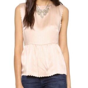 Madewell Silk Scallop Peplum Top Size S